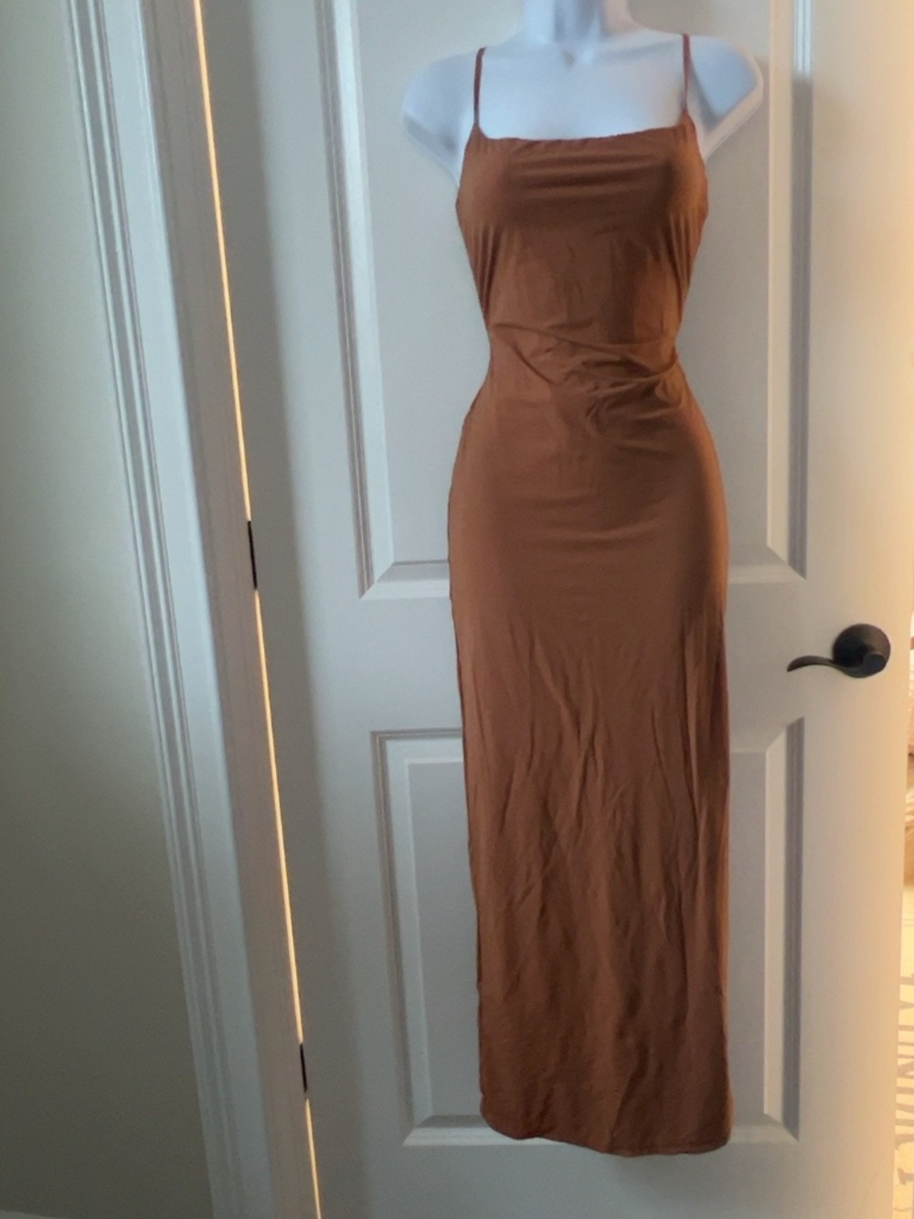 SKIMS Fits Everybody Rust Brown Long Slip Maxi Dress Large